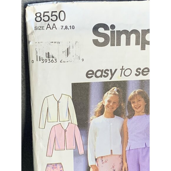 Simplicity Girls Top Jacket Pants Skirt Sewing Pattern Sz 7-10 8550 - Uncut - Picture 2 of 4